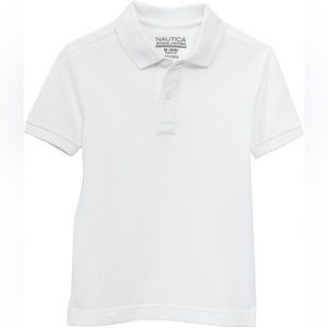 Nautica Boys Uniform White Polo Shirt M 10/12